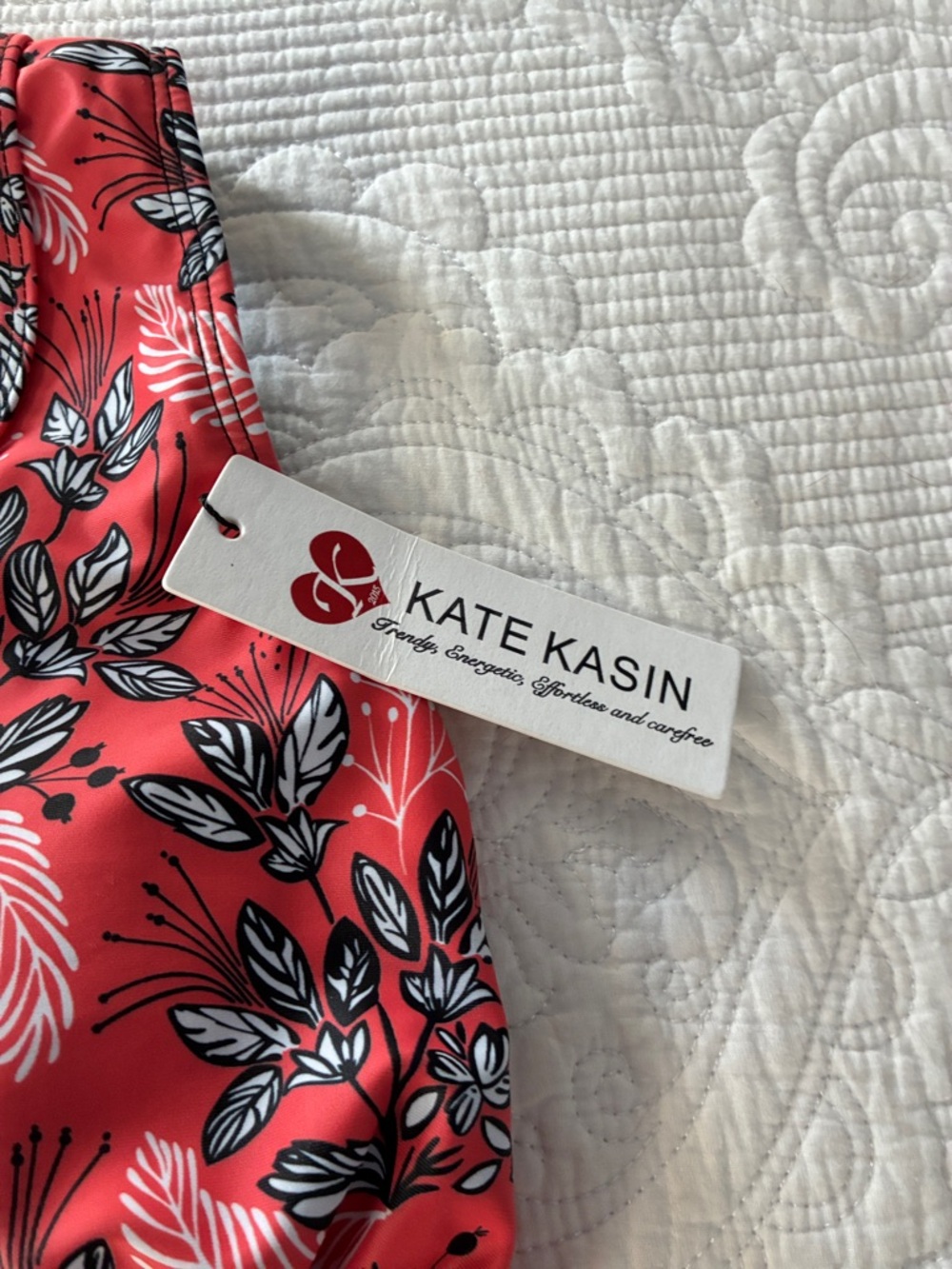 Kate Kasin Coral Floral Halter Swimdress - Picture 3 of 4